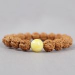 Buddhastoneshop Tibet Rudraksha Bodhi Seed Dzi Bead Amber Turquoise Wealth Bracelet