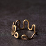 Buddha Stones Simple Curved Brass Design Copper Luck Wealth Adjustable Ring Ring BS 1