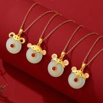 Buddha Stones 925 Sterling Silver Hetian Jade Chinese Zodiac Year of the Dragon Red Agate Luck Protection Necklace Pendant Necklaces & Pendants BS 2