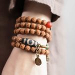 Buddha Stones 108 Mala Rudraksha Beads Bodhi Seed Dzi Bead Luck Auspiciousness Tassel Bracelet Bracelet Mala BS 2