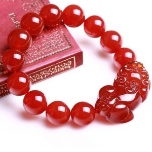 Buddha Stones Red Agate Lucky Pixiu Wealth Luck Bracelet Bracelet BS 16mm