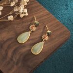 Buddha Stones FengShui Jade Double Happiness Fortune Earrings Earrings BS 1