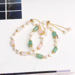 Buddha Stones Green Aventurine Pearl Pink Crystal Bead Luck Bracelet Bracelet BS 1