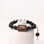 Buddha Stones Ebony Wood Scripture Engraved Peace Bracelet Bracelet BS Ebony Wood(Wrist Circumference 14-17cm)