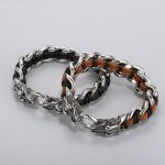 Buddha Stones Dragon Leather Titanium Steel Protection Luck Braided Bracelet Bracelet BS 10