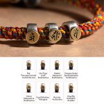 Buddha Stones Handmade Tibetan 925 Sterling Silver Chinese Zodiac Natal Buddha Zakiram Goddess of Wealth Protection Multicolored Rope Braided Bracelet Bracelet BS 25
