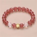 Buddha Stones Natural Strawberry Quartz Peach Blossom PiXiu Attract Fortune Healing Bracelet Bracelet BS Strawberry Quartz Peach Blossom(Wrist Circumference 14-16cm)