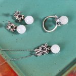 Buddha Stones White Jade 925 Sterling Silver Pearl Flower Blessing Necklace Pendant Ring Earrings Bracelet Necklaces & Pendants BS 25