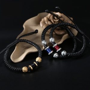 Buddha Stones 999 Sterling Silver Copper Coin Bead Copper Balance Braided String Bracelet Bracelet BS main