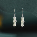 Buddha Stones 925 Sterling Silver Hetian Jade Chrysoberyl Cat Eye Red Agate Bamboo Luck Drop Earrings Earrings BS 7