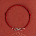 Buddhastoneshop 925 Sterling Silver Endless Knot Protection Luck Red String Bracelet Anklet