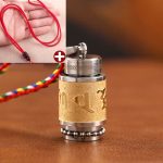Buddha Stones Tibet Om Mani Padme Hum Shurangama Mantra Titanium Steel Wisdom Amulet Necklace Pendant Necklaces & Pendants BS 1.4*2.4cm Gold Red String