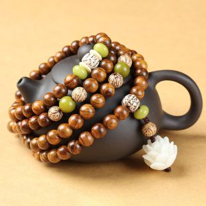 Buddha Stones Tibetan Rosewood Lotus Mala Protection Calm Necklace Bracelet Bracelet BS 8mm