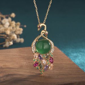 Buddha Stones Cyan Jade Success Necklace Chain Pendant Necklaces & Pendants BS Cyan Jade