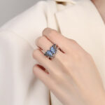 Buddha Stones Hollow Enamel Blue Butterfly Pattern Love Ring Ring BS 4