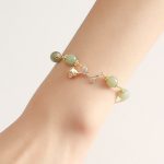 Buddha Stones 14K Gold Plated Hetian Jade Golden Rose Flower Luck Chain Bracelet Bracelet BS 6