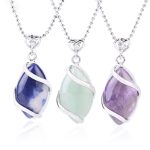 Buddha Stones Marquise Pattern Natural Crystal Stone Charm Necklace Pendant Necklaces & Pendants BS main