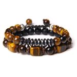 Buddha Stones Tiger Eye Frosted Stone Hematite Courage Bracelet Bracelet BS 4