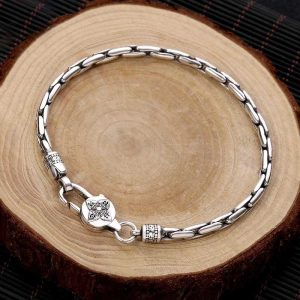 Buddha Stones Tibetan Double Dorje Om Mani Padme Hum Buddha Swastika Vajra Strength Bracelet Bracelet BS 21cm