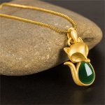 Buddha Stones Green Chalcedony Fox Pattern Courage Necklace Pendant Necklaces & Pendants BS 6
