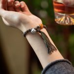 Buddha Stones 990 Sterling Silver Tibetan Handmade Amber Steelyard Weight Wish Protection Bracelet Bracelet BS 4