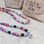 Buddha Stones Natural Purple Miano Real Stone Lotus Mala Mala Bracelet BS 7