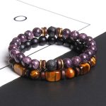 Buddha Stones 2PCS Healing Crystal Emperor Stone Tiger Eye Bead Bracelet Bracelet BS 24