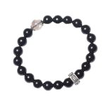 Buddha Stones Chinese Zodiac Natal Buddha 925 Sterling Silver Black Obsidian Moonstone Strength Bracelet Bracelet BS 18