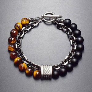 Buddha Stones Natural Tiger Eye Lazurite Protection Bracelet Bracelet BS Tiger's eye