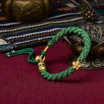 Buddha Stones Tibet Handmade Five God Of Wealth Luck Thangka Amulet Prayer Wheel Flower Charm Weave String Bracelet Bracelet BS 15