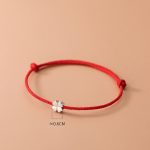 Buddha Stones 925 Sterling Silver Four Leaf Clover Red Rope Bracelet Bracelet BS 4