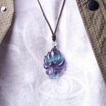 Buddha Stones Natural Fluorite Gold Sheen Obsidian Fox Pendant Protection Necklace Necklaces & Pendants BS 4