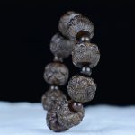 Buddha Stones Ebony Wood Eighteen Arhats Lotus Dragon Engraved Balance Bracelet Bracelet BS 8