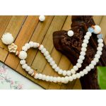Buddha Stones Tibetan White Jade Bodhi Lotus Blessing Bracelet Bracelet BS 2
