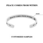 Buddha Stones Inspirational Bracelets Personalized Gift for Her Him Engraved Mantra Cuff Bangle Crown Jewelry Bracelet BS 8