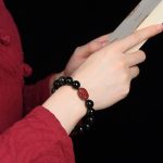 Buddha Stones Chinese Zodiac Natal Buddha Natural Black Obsidian Cinnabar Purification Bracelet Bracelet BS 14