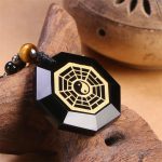 Buddha Stones Bagua Yin Yang Black Obsidian Purification Beaded Necklace Pendant Necklaces & Pendants BS 2