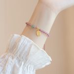 Buddha Stones Natural Strawberry Quartz Garnet Jade Lucky Fortune Fu Character Healing Charm Bracelet Bracelet BS 5
