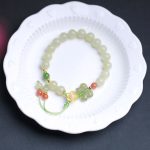 Buddha Stones 925 Sterling Silver Jade Luck Flower Butterfly Bracelet Bracelet BS 5