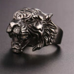 Buddha Stones Men's Animal Tiger Head Titanium Steel Balance Calm Punk Rock Biker Ring Ring BS 16
