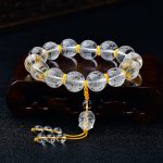 Buddha Stones Tibet White Crystal Half Demon Half Buddha Heart Sutra Lotus Healing Bracelet Bracelet BS 16mm(Wrist Circumference 14-16cm) Half Demon Half Buddha&Heart Sutra