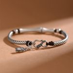 Buddha Stones 999 Sterling Silver Bamboo Pattern Cicada Luck Wealth Bracelet Bracelet BS 2