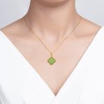 Buddha Stones 925 Sterling Silver Natural Hetian Jade Luck Four Leaf Clover Necklace Pendant Necklaces & Pendants BS 6