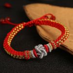 Buddha Stones Colorful Rope True Love Knot Luck Handmade Bracelet Bracelet BS Red Gold(Bracelet Size 16cm-24cm)