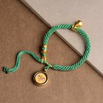 Buddha Stones Tibetan Five God Of Wealth Thangka Luck Prayer Wheel Bell Braid String Bracelet Bracelet BS Yellow God of Wealth(Wrist Circumference 14-19cm)