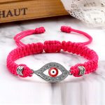 Buddha Stones Evil Eye Keep Away Evil Spirits String Bracelet Bracelet BS Rose Red&Red Evil Eye Silver Border