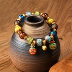 Buddha Stones Gold Swallowing Beast Family Charm Liuli Glass Bead Fortune Bracelet Bracelet BS Multicolored Gold Swallowing Beast Family 12mm