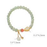 Buddha Stones 925 Sterling Silver Hetian Jade Gourd Lotus Abundance Luck Bracelet Bracelet BS 13