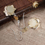 Buddha Stones White Jade Protection Harmony Drop Earrings Earrings BS 7