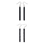 Buddha Stones 925 Sterling Silver Ebony Wood Texture Balance Peace Drop Dangle Earrings Earrings BS 12